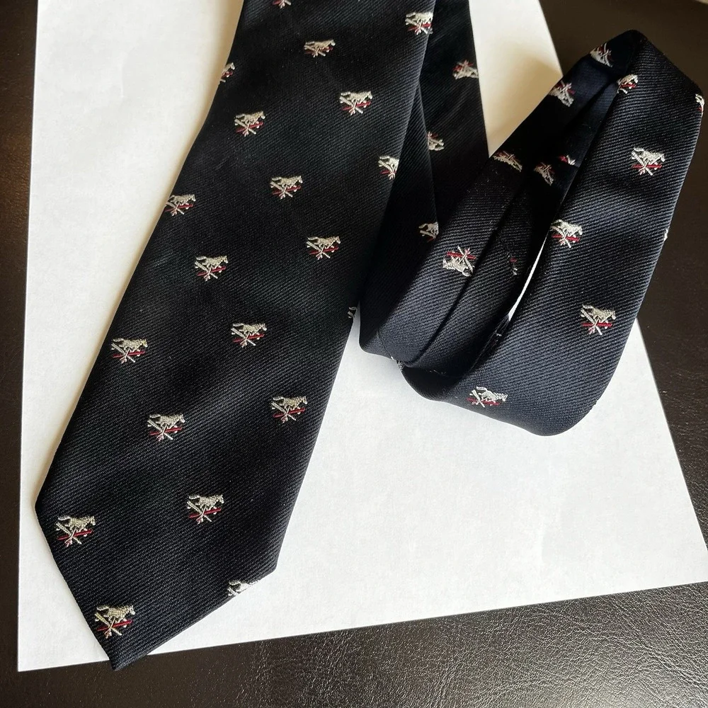 Robert Talbott VTG 60's‎ Equestrian Tie Horse Silk/Poly England Florida Collab